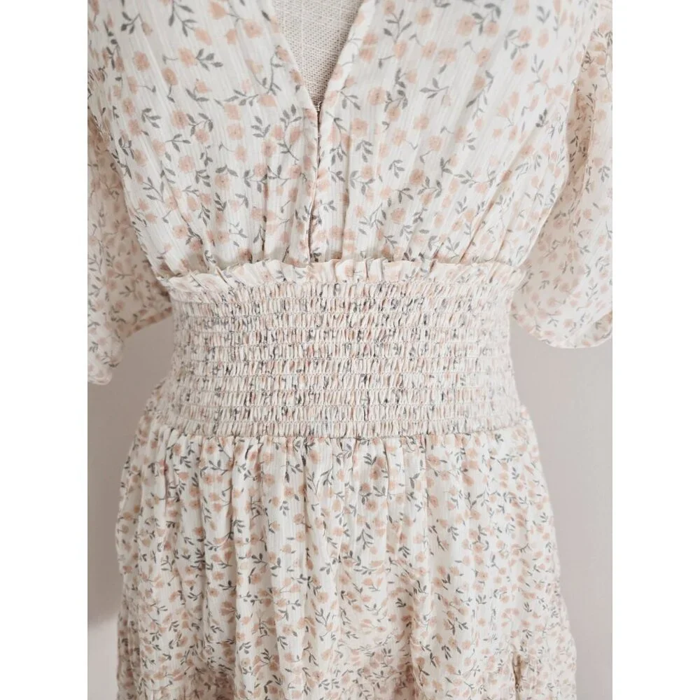 Cleobella Sadie Cotton Floral Hannah Ann Sluss Cottagecore Peasant Mini Dress M